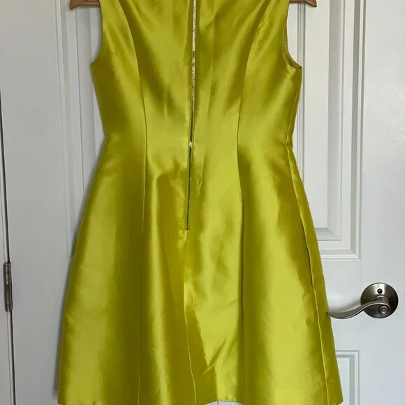 Kate Spade Structured Silk Neon Yellow Mini Dress - 2 - Picture 6 of 10